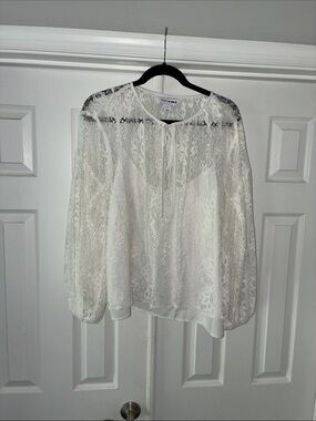 Anna Sui x Old Navy White Lace Peasant Blouse